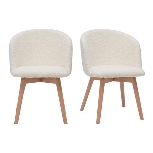 Chaises Scandinaves En Tissu Effet Laine Boucl?E Et H?Tre Massif (Lot De 2) Vanity