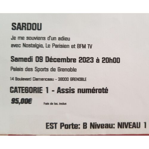1 Place De Concert Michel Sardou À Grenoble Le 9 Décembre 2023