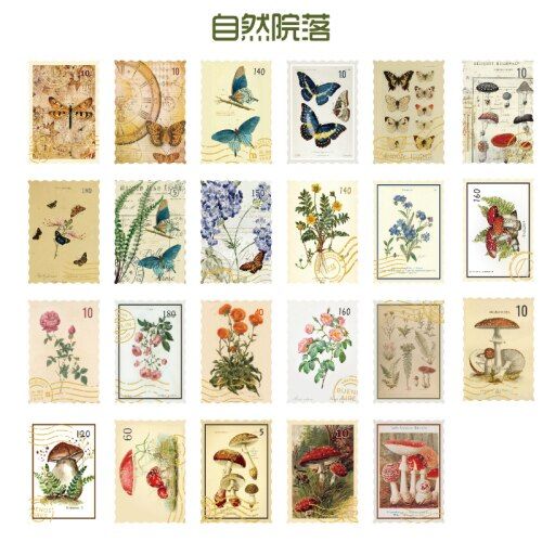 Timbres-Poste Décoratifs Vintage En Forme De Gâteau, Plante Naturelle, Étiquette Scrapbooking, Papeterie Pour Journal Intime, Téléphone, Art, Planificateur, 46 Pièces/Boîte