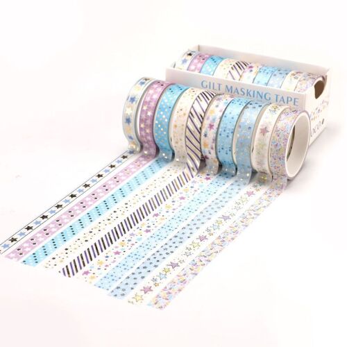 Bandelettes De Masquage Washi Japonaises 10 Pièces/Ensemble, Fournitures De Papeterie Pour Scrapbooking, Lavies En Pet, Organisateur, Ensemble D'autocollants Pour Journal