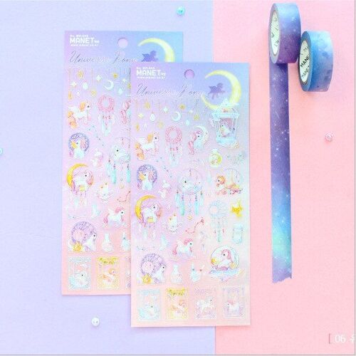 Autocollants De Papeterie Kawaii En Forme De Licorne Cosmique, 1 Pièce/Lot, Autocollants Décoratifs Pour Mobiles Pour Agenda, Scrapbooking, Diy Bricolage