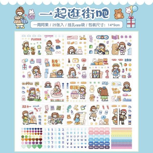 Autocollants De Papeterie Kawaii Il Y A Une Semaine, 25 Pièces/Lot, Autocollants Décoratifs Mobiles Pour Journal De Déchet Planificateur, Diy Bricolage