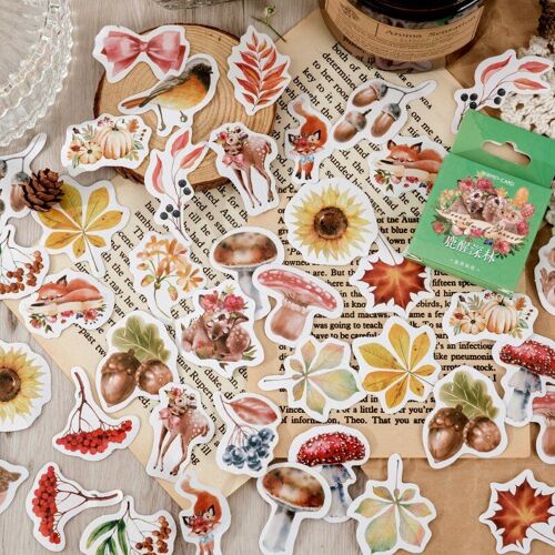 Mini Autocollant Cerf De Forêt En Papier, Étiquette Artisanale Scrapbooking, Décorative, Kawaii, Pour Journal Intime, Papeterie, Diy Bricolage, 46 Pièces