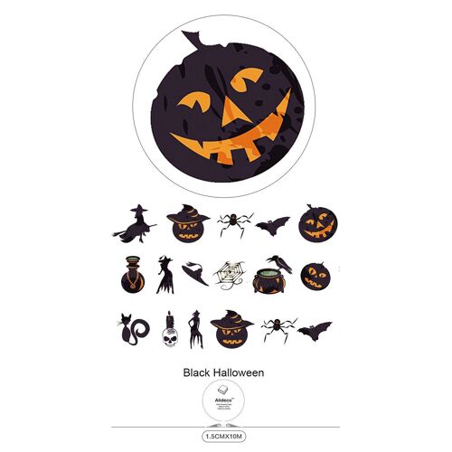Bandes Adhésives Décoratives En Papier Japonais, Washi, Pour Halloween, Citrouille, Cerf, Alideco, 15mm X 10m