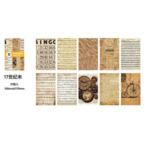 Bloc-Notes En Papier, 31 Feuilles/Lot, Décoration D'arrière-Plan Rétro, Marque De Temps Et D'espace, Pour Journal Intime, Scrapbooking
