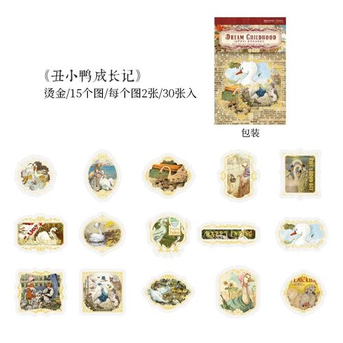Lot De 20 Autocollants Kawaii Dorés D'enfance Alice, Étiquette Scrapbooking, Scrapbooking, Scrapbooking, Pour Journal Intime, Papeterie Artisanale, Diy Bricolage
