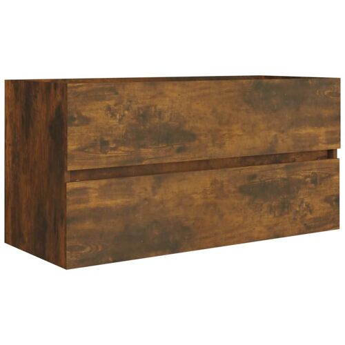 Vidaxl Armoire De Lavabo Chêne Fumé 90x38,5x45 Cm Bois D'ingénierie