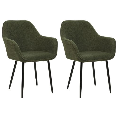 Lot de 2 chaises de salle à manger en tissu bouclé vert foncé ALDEN