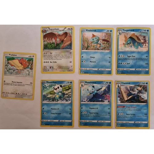 Lot De Cartes Pokemon - Piafbec 97/149 - Rapasdepic 79/119 - Moustillon 033/185 - Mateloutre 034/185 - Clamiral 035/185 - Khélocrok 026/072 - Torgamord 039/185