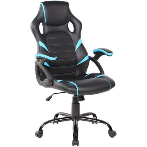 Chaise De Bureau Avec Appui-Tête Dkd Home Decor Noir Bleu Métal Polyuréthane (66 X 63 X 120 Cm)