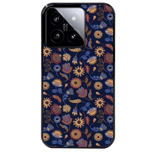 Coque Noire Pour Xiaomi 14 Fleur Marine