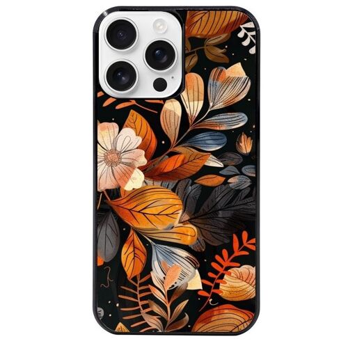 Coque Noire Pour Iphone 16 Pro Motif Fleur Automne