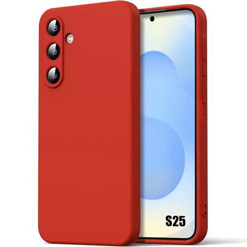 Coque pour Samsung Galaxy S25, Silicone Liquide Protection Slim Légère Anti-Rayures - Rouge - E.F.Connection