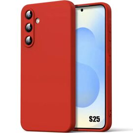 Coque pour Samsung Galaxy S25, Silicone Liquide Protection Slim Légère Anti-Rayures - Rouge - E.F.Connection
