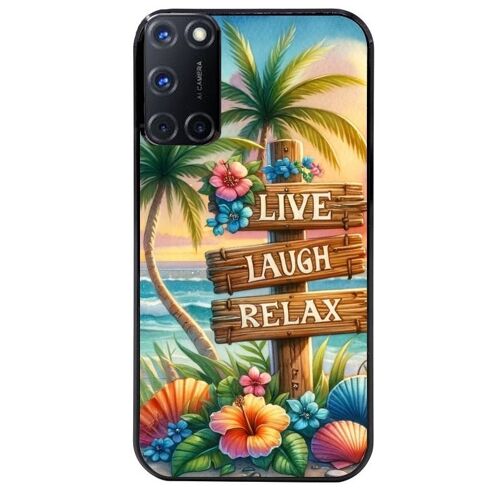 Coque Noire Pour Oppo A72 4g Motif Tropical Vacances
