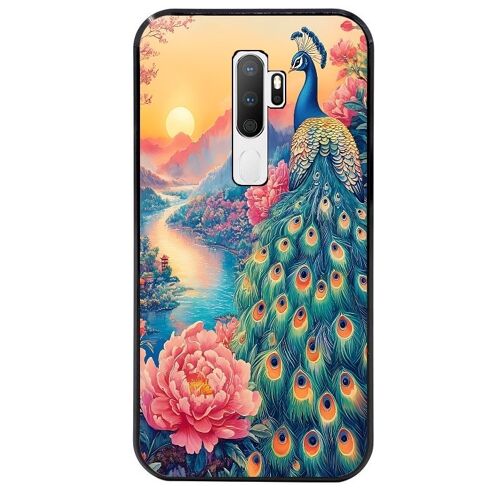 Coque Noire Pour Oppo A5 A9 2020 Motif Paon Japan