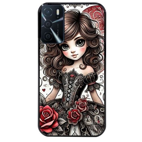 Coque Noire Pour Oppo A16 Motif Princesse Et Fleur