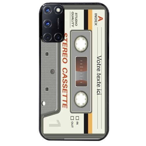 Coque Noire Pour Oppo A72 4g Motif Cassette Grise Personnalisable