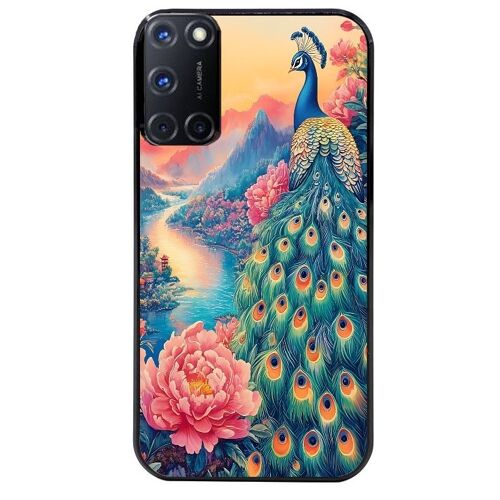 Coque Noire Pour Oppo A72 4g Motif Paon Japan