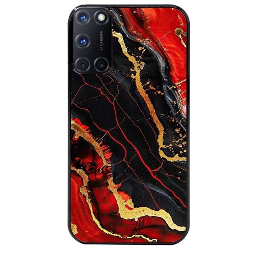 Coque Noire Pour Oppo A72 4g Motif Marbre Rouge