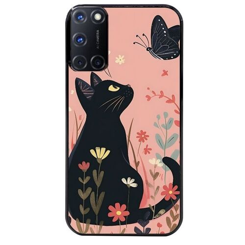 Coque Noire Pour Oppo A72 4g Motif Chat Papillon 2