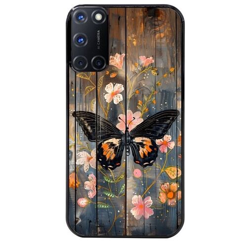 Coque Noire Pour Oppo A72 4g Motif Bois Et Papillon 2