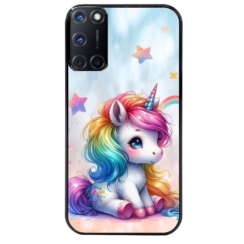 Coque Noire Pour Oppo A72 4g Motif Licorne Et Etoiles