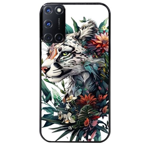 Coque Noire Pour Oppo A72 4g Motif Leopard Et Fleur
