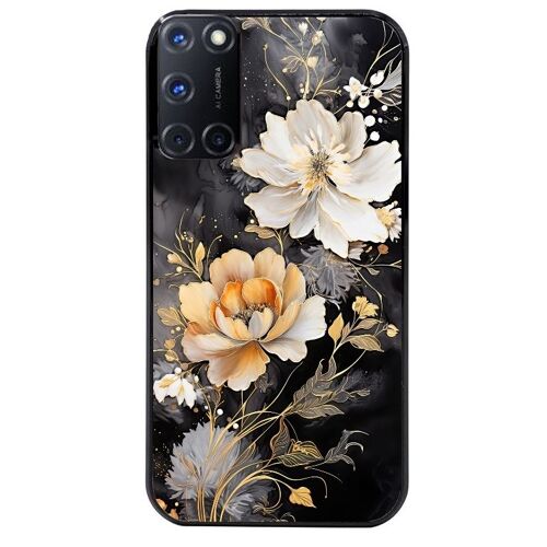 Coque Noire Pour Oppo A72 4g Motif Fleur Blanche