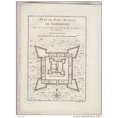Nicolas Bellin Plan Du Fort Anglois De Commendo 1748 Ghana Original Afrique