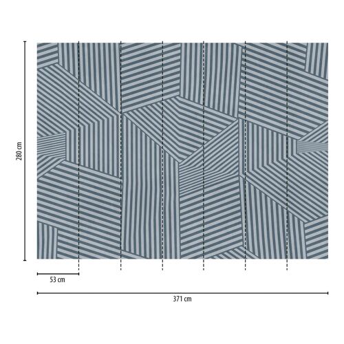 Papier peint photo Profhome 398921-GU papier peint intissé gaufré à chaud lisse avec des rayures mat bleu gris 3,71 m x 2,8 m