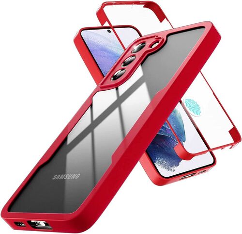 Coque Pour Samsung S21 (6.2'') Rouge Solide Rigide Integrale Anti-Rayure Bordure renforcee