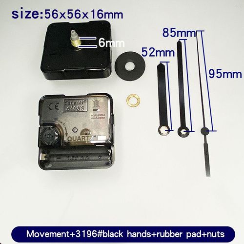 Mouvement de réparation d'horloge à Quartz 6168 + mains pour bricolage,pièces de mécanisme de grand mur silencieux - Type 3196B