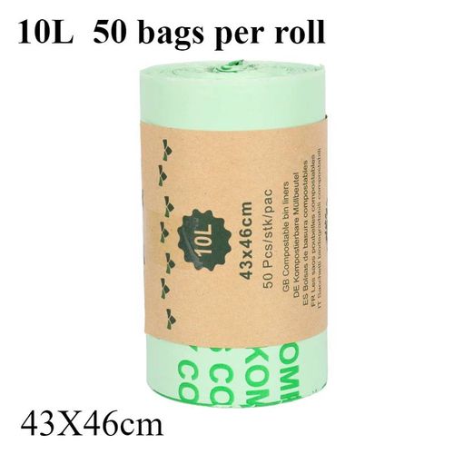Sacs Poubelles Biodégradables 6/8/10/30L,50 Pièces,Sacs Poubelles Compostables Pour La Maison,Point D'Arrêt Épais,Faciles À Déchirer.10L 50 Bags Per Roll.Garbage Bags