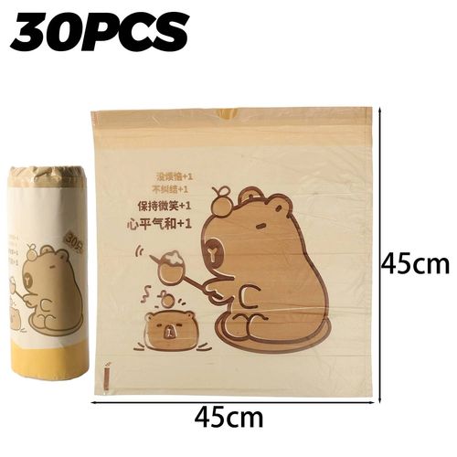 Sac Poubelle À Cordon De Serrage,Sac Poubelle Portatif De Grande Capacité Avec Pochette Poubelle Imprimée De Dessin Animé,Doublures De Poubelles,Sac Poubelles Épais.30Pcs-1 Roll.