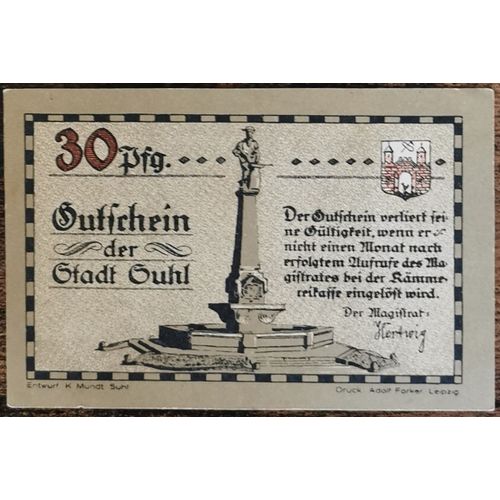 Billet Allemagne 30 Pfennig 1922 Suhl Grm 1303,2 2/4