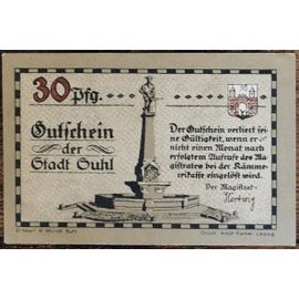 Billet Allemagne 30 Pfennig 1922 Suhl Grm 1303,2 2/4