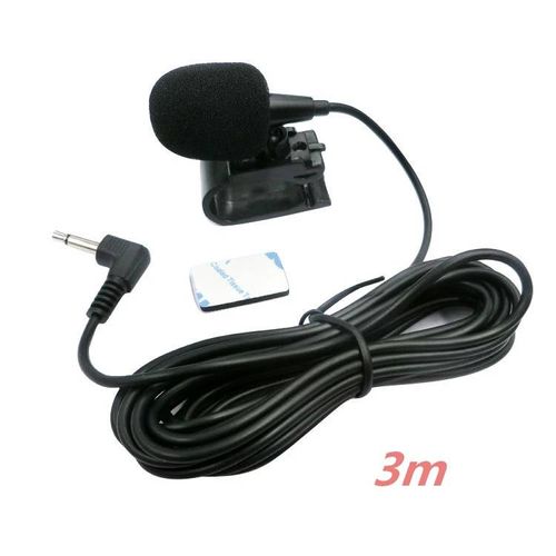 Microphone Audio De Voiture 3.5Mm Clip Jack Prise Micro Stéréo Mini Microphone Externe Filaire Pour Auto Dvd Radio 3M De Long Professionnels.Black.