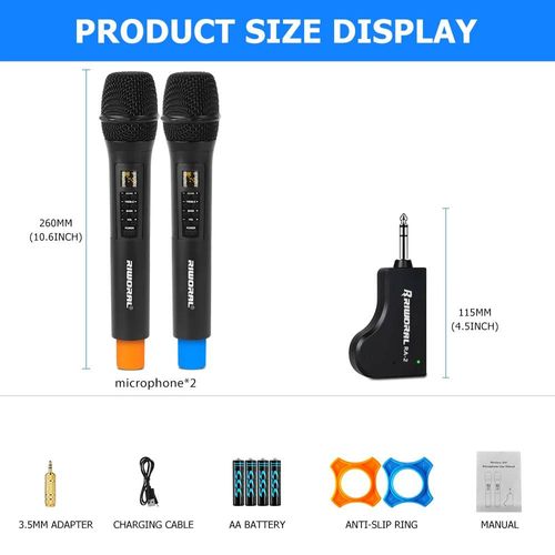 Microphone Sans Fil En Métal,Double Micro Dynamique Bluetooth Uhf,Portable Pour Karaoké À Domicile,Réunion,Fête,Église,Dj,Mariage.2 Mic.