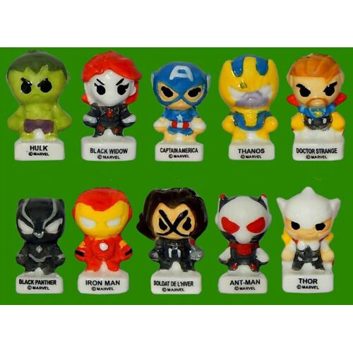 Série Complète De 10 Fèves Brillantes Marvel Mania (Leclerc 2022)