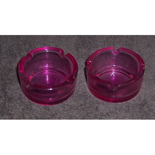 Lot De 2 Cendriers En Verre Rose Fushia Ø7 Cm