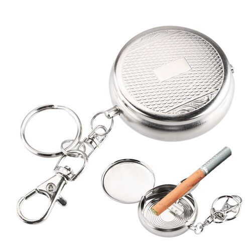Cendrier À Cigarettes Pour Véhicule Avec Porte Clés De Poche Portable Mini En Acier Inoxydable