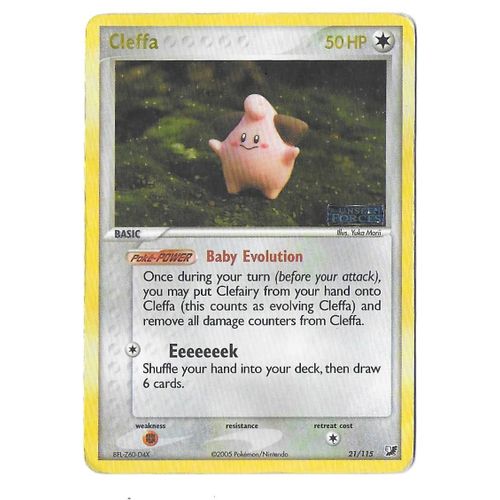Cleffa 21/115 50hp - Ex : Unseen Forces - Ultra Rare Holo "Cosmos" ("Étoile Argentée" + "Ex Unseen Forces" Stamp)