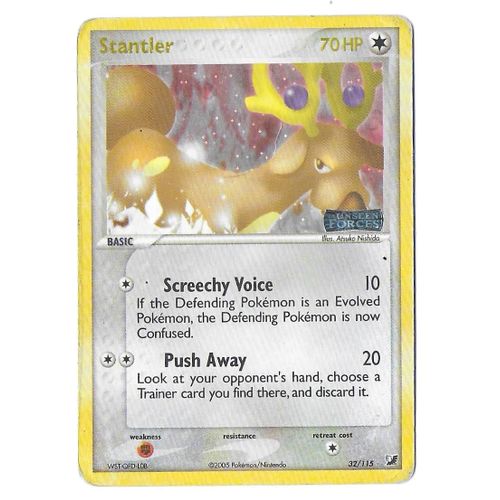 Stantler 23/115 70hp - Ex : Unseen Forces - Ultra Rare Holo "Cosmos" ("Étoile Argentée" + "Ex Unseen Forces" Stamp)