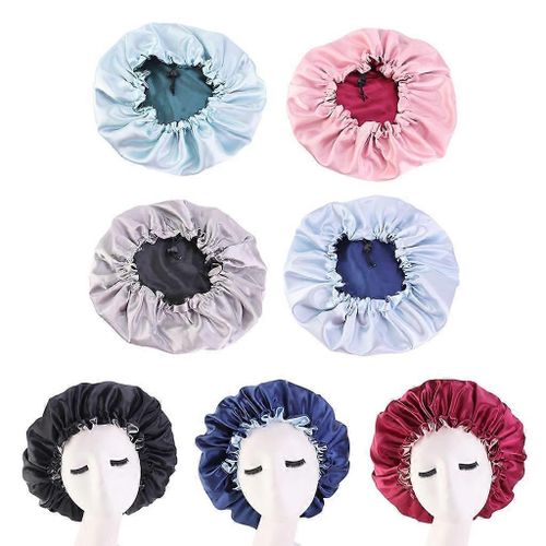 Élastique Femmes Satin Nuit Sleep Cap Cheveux Bonnet Chapeau De Douche Pack De 4