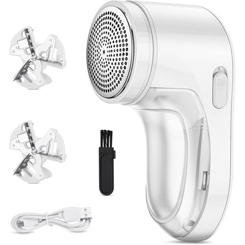 Rasoir Anti Bouloche,Anti Bouloche Vetement De Usb Rechargeable Portable,Tissu Pull Laine Tondeuse À Textile Pour Pour Chandails/Vêtements/Rideaux/Tapis,2* Lame De Rechange Blanc