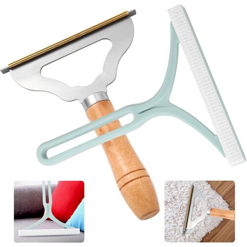 Lot De 2 Rasoirs Manuels Portables Pour Tissu, 1 Grattoir En Métal Pour Enlever Les Poils D'Animaux Domestiques (1 Support Épais Peut Être Utilisé Pendant Des Années), 1 Brosse Anti-Peluches