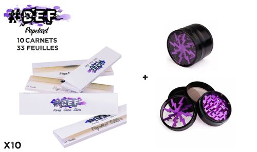 Lot De 10 Carnets De 33 Feuilles À Rouler #Def Papelard Edition King Size Slim + Grinder Window Polinator 4 Parties
