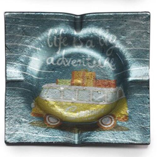 Cendrier Carré En Verre Fourgonnette Jaune