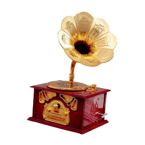 Boîte à musique de gramophone à l'ancienne pour chambre à coucher Décoration de table polyvalente Boîte rouge-Boîte rouge-12x11x23cm
